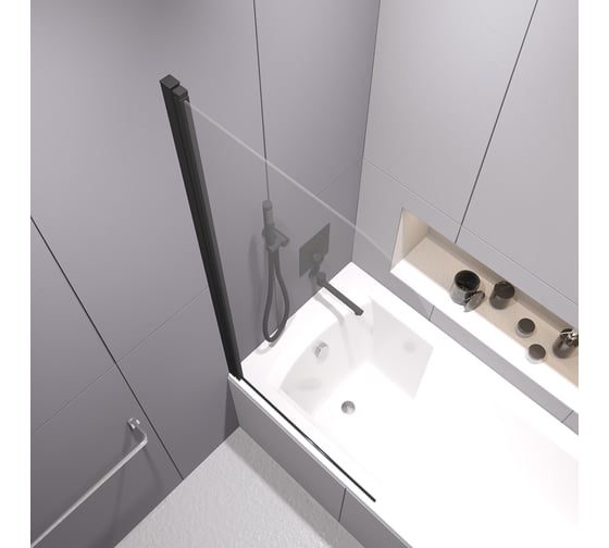Шторка на ванну RGW 60*150 SC-109-B черный, прозрачное стекло 6 мм 411110906-14