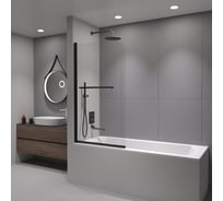 Шторка на ванну RGW 80*140 SC-114-B черный, прозрачное стекло 6 мм, Easy Clean 411111408-14