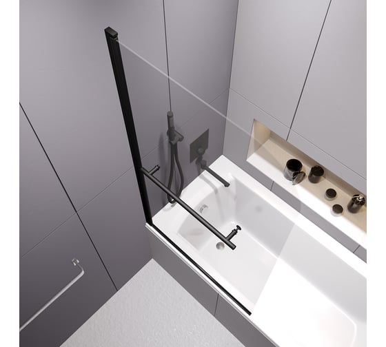 Шторка на ванну RGW 80*140 SC-114-B черный, прозрачное стекло 6 мм, Easy Clean 411111408-14