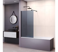 Шторка на ванну RGW 60*150 SC-051-B черный, тонированное(серое) стекло 8 мм, Easy 351105106-34