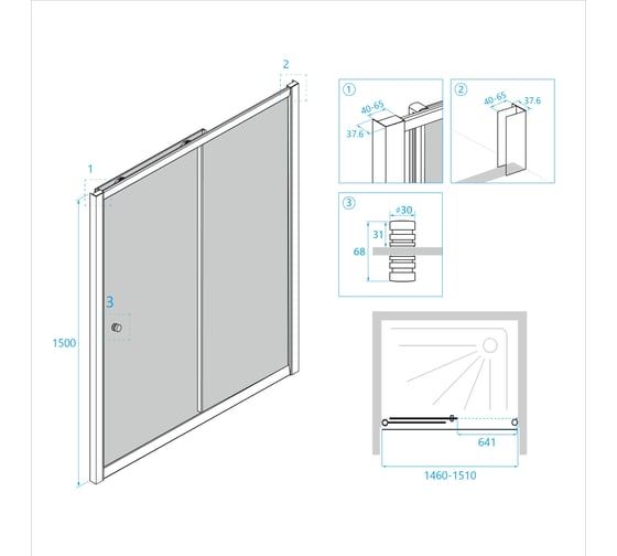 Шторка на ванну RGW 150*150 SC-42 хром, шиншила стекло 5 мм, Easy Clean 04114215-51