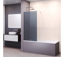 Шторка на ванну RGW 90*150 SC-050 хром, тонированное(серое) стекло 6 мм, Easy Clean 351105009-31
