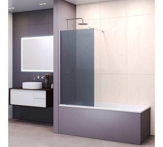 Шторка на ванну RGW 80*150 SC-050 Хром/Тонированное(серое)/6 мм (Easy) 351105008-31 1