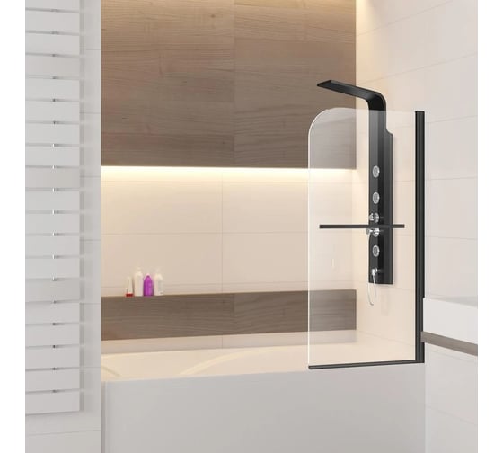 Шторка на ванну RGW 80*140 SC-14-B черный, прозрачное стекло 6 мм, Easy 06111408-14 1