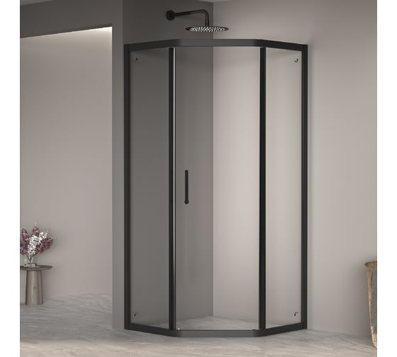 Душевой уголок RGW 90*90*195 PA-86-B, трапеция, черный, прозрачное стекло 6 мм 38088699-14 1