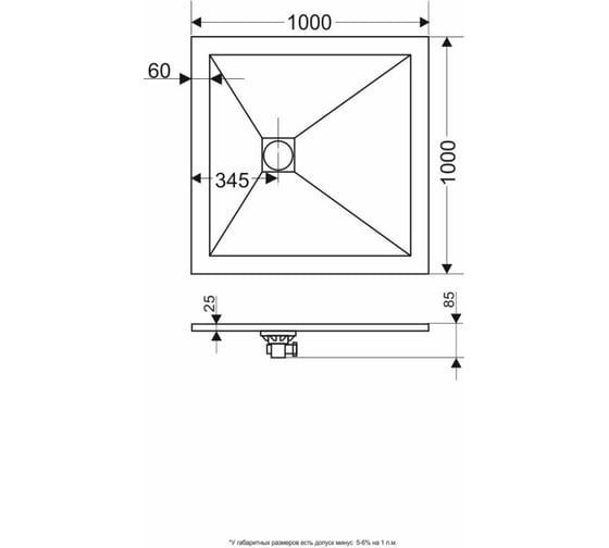 Душевой поддон RGW 100х100х3 ST-0100Co бетон/квадрат O 90 мм, каменный 16152010-10
