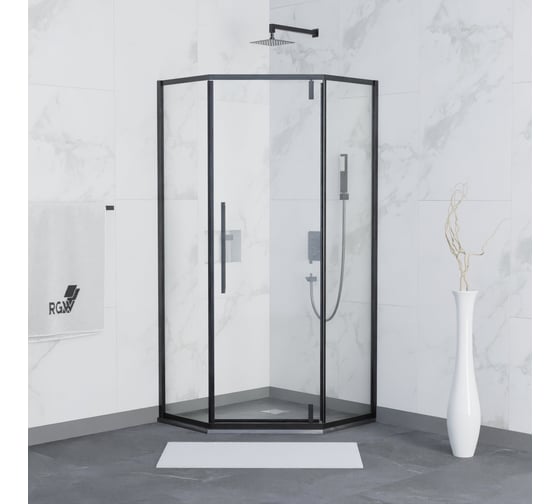 Душевой уголок RGW 90*90*195 SV-81-B, трапеция, черный, ппрозрачное стекло 6 мм, Easy Clean 32328199-14 1