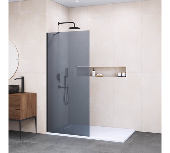 Душевая перегородка RGW 120*195 WA-102-B Чёрный/Тонированное(серое)/6 мм (Easy) 351010212-34