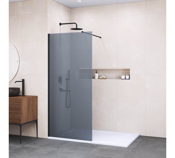 Душевая перегородка RGW 120*195 WA-002 B Чёрный/Тонированное(серое)/6 мм (Easy) 35100212-34