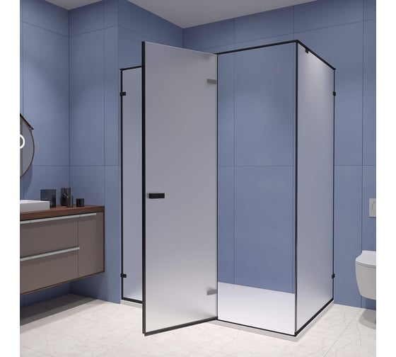 Душевой уголок RGW 100*80*200 SV-040-B, прямоугольник, черный, матовое стекло 8 мм, 2 уп. 353204008-24