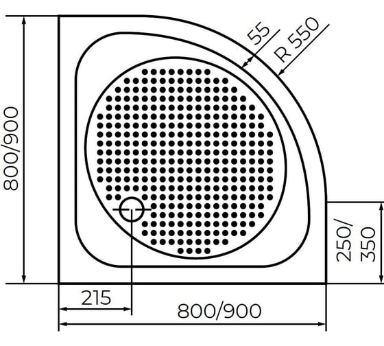 Душевой поддон RGW 80х80 LUX/TN-Р полукруг O 60 мм (FW5-5) (литой) 16180488-41
