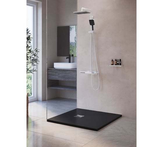 Душевой поддон RGW 90*90*2,5 ST-0099G графит, квадрат, 90 мм, каменный 16152099-02