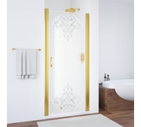 Дверь в душевой проем Vegas-Glass профиль золото, стекло матовый рисунок, прозрачный ЕР 60 09 ARTDECO D1