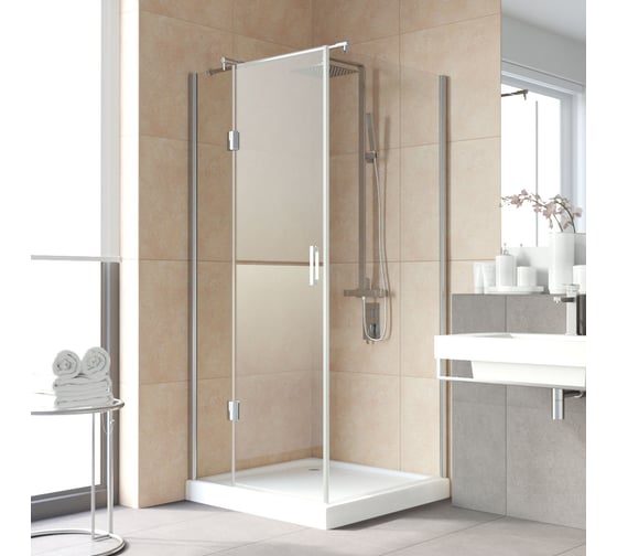 Душевой уголок Vegas-Glass профиль глянцевый хром, стекло прозрачное AFP-Fis LUX 120х80 08 01 L 1