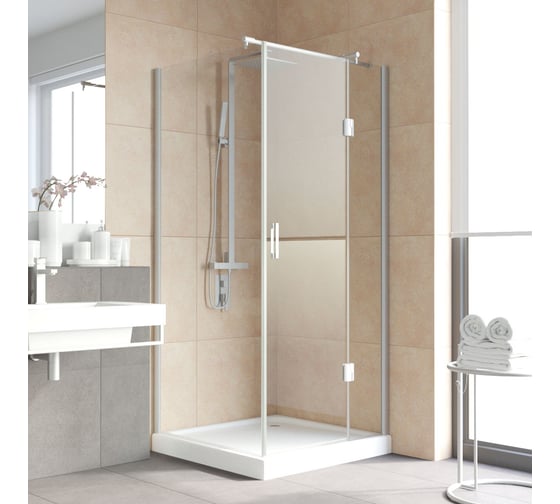 Душевой уголок Vegas-Glass профиль матовый хром, стекло прозрачное AFP-Fis LUX 120х80 07 01 R 1