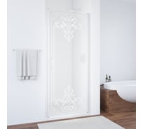 Дверь в душевой проем Vegas-Glass профиль белый, стекло прозрачное, рисунок матовый ЕР 90 01 ARTDECO D2