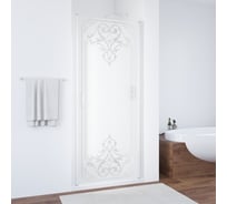 Дверь в душевой проем Vegas-Glass профиль белый, стекло матовое, рисунок прозрачный ЕР 95 01 ARTDECO D1