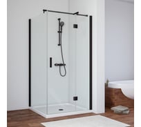 Душевой уголок Vegas-Glass профиль черный матовый, стекло прозрачное AFP-Fis 100х90 02М 01 R