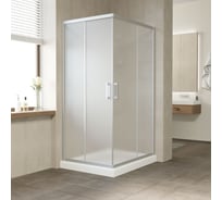 Душевой уголок Vegas-Glass профиль матовый хром, стекло сатин ZA-F NOVO 100х80 07 10