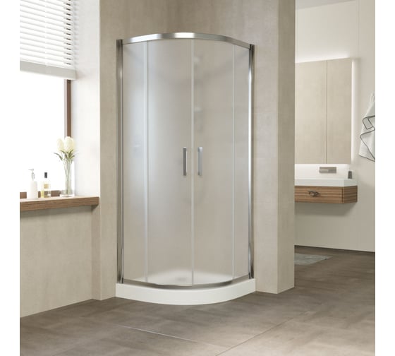 Душевой уголок Vegas-Glass профиль глянцевый хром, стекло сатин ZS 120 08 10 1