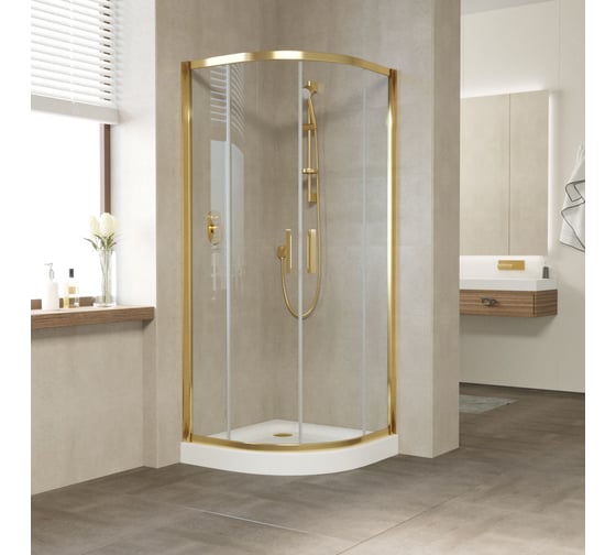 Душевой уголок Vegas-Glass профиль золото, стекло прозрачное ZS TUR NOVO 120 09 01
