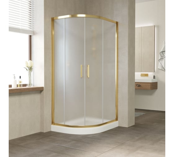 Душевой уголок Vegas-Glass профиль золото, стекло сатин ZS-F TUR NOVO 90х80 09 10 1