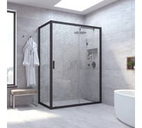 Душевой уголок Vegas-Glass профиль черный матовый, стекло прозрачное ZP+ZPV NOVO 100х80 02М 01
