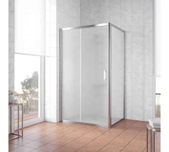 Душевой уголок Vegas-Glass профиль глянцевый хром, стекло сатин ZP+ZPV TUR NOVO 120х80 08 10 1