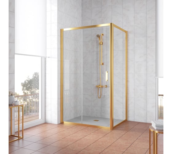 Душевой уголок Vegas-Glass профиль золото, стекло прозрачное ZP+ZPV TUR NOVO 120х80 09 01 1