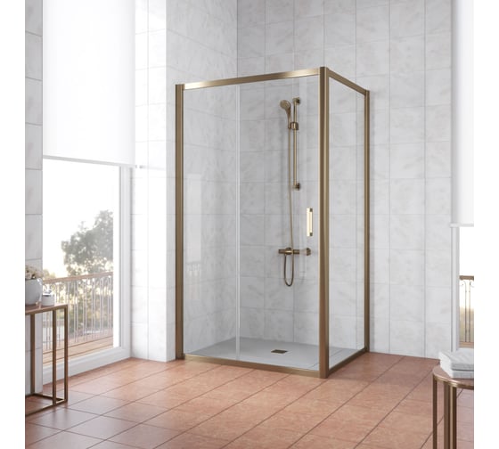 Душевой уголок Vegas-Glass профиль бронза, стекло прозрачное ZP+ZPV TUR NOVO 130х80 05 01 1