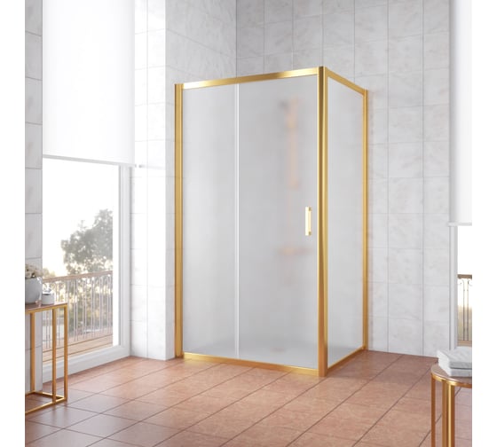 Душевой уголок Vegas-Glass профиль золото, стекло сатин ZP+ZPV TUR NOVO 130х80 09 10 1