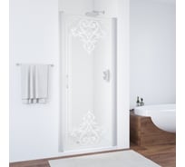 Дверь в душевой проем Vegas-Glass профиль матовый хром, стекло прозрачное, рисунок матовый ЕР 90 07 ARTDECO D2