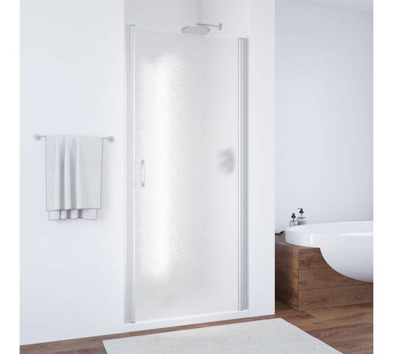 Дверь в душевой проем Vegas-Glass профиль матовый хром, стекло шиншилла ЕР 75 07 02 1