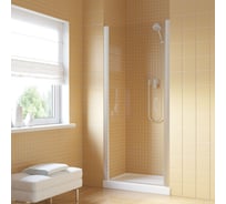 Дверь в душевой проем Vegas-Glass профиль матовый хром, стекло прозрачное EP LUX 75 07 01 L