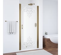 Дверь в душевой проем Vegas-Glass профиль бронза, стекло матовое, рисунок прозрачный ЕР 75 05 ARTDECO D1