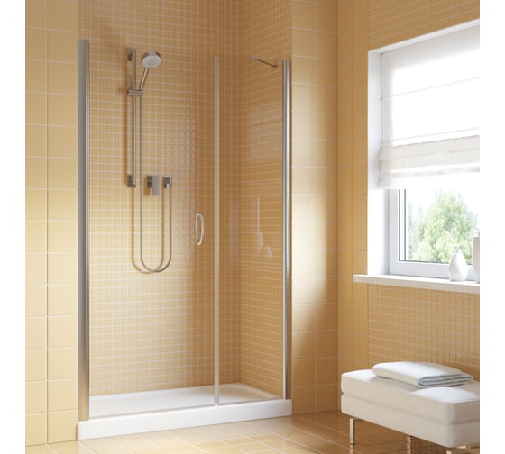 Дверь в душевой проем Vegas-Glass профиль глянцевый хром, стекло прозрачное EP-F-2 LUX 105 08 01 L 1