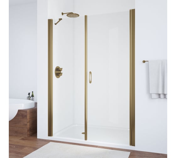 Дверь в душевой проем Vegas-Glass профиль бронза, стекло прозрачное EP-F-2 135 05 01 R 1