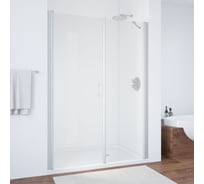 Дверь в душевой проем Vegas-Glass профиль матовый хром, стекло прозрачное EP-F-2 120 07 01 L