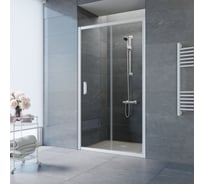 Дверь в душевой проем Vegas-Glass профиль белый, стекло прозрачное ZP NOVO 125 01 01