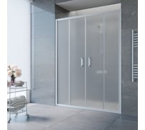 Дверь в душевой проем Vegas-Glass профиль матовый хром, стекло сатин Z2P NOVO 170 07 10
