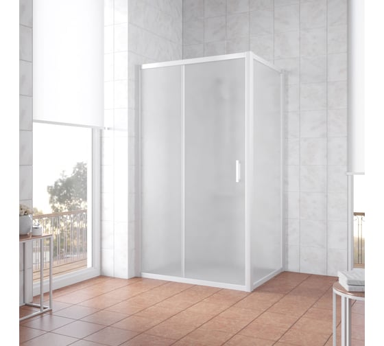 Душевой уголок Vegas-Glass профиль белый, стекло сатин ZP+ZPV NOVO 110x80 01 10 1