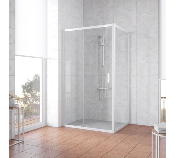 Душевой уголок Vegas-Glass профиль белый, стекло прозрачное ZP+ZPV NOVO 140x80 01 01