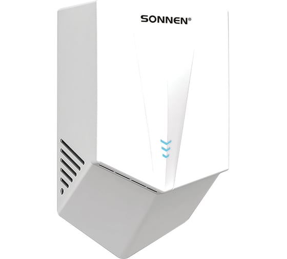 Сушилка для рук высокоскоростная SONNEN K2022B, 1300Вт, 150м/с, IPX1, 72дБ, белая, пластик, 607192 1