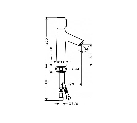 Смеситель для раковины Hansgrohe 72043000 Talis Select S 100, однорычажный 00032919