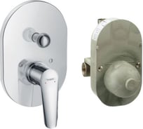 Смеситель для ванны Hansgrohe 71408000 Logis E однорычажный, СМ внешняя+скрытая часть 00053723