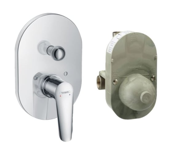 Смеситель для ванны Hansgrohe 71408000 Logis E однорычажный, СМ внешняя+скрытая часть 00053723