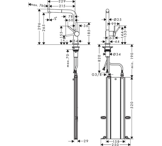 Кухонный смеситель Hansgrohe 72809000 Talis M54 однорычажный, 270 00060944