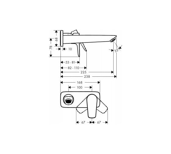 Смеситель для раковины Hansgrohe 71734670 Talis E однорычажный 00057345