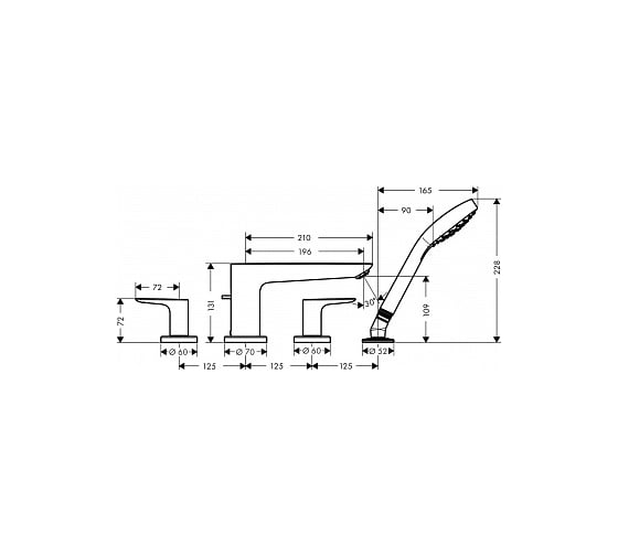 Смеситель на край ванны Hansgrohe 71748000 Talis E на 4 отверстия 13244180 00032408