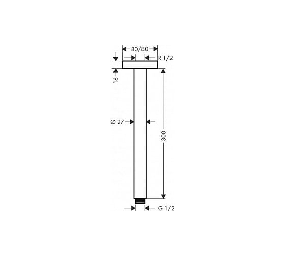 Потолочное подсоединение Hansgrohe 27388000 E, 300 мм 00057055